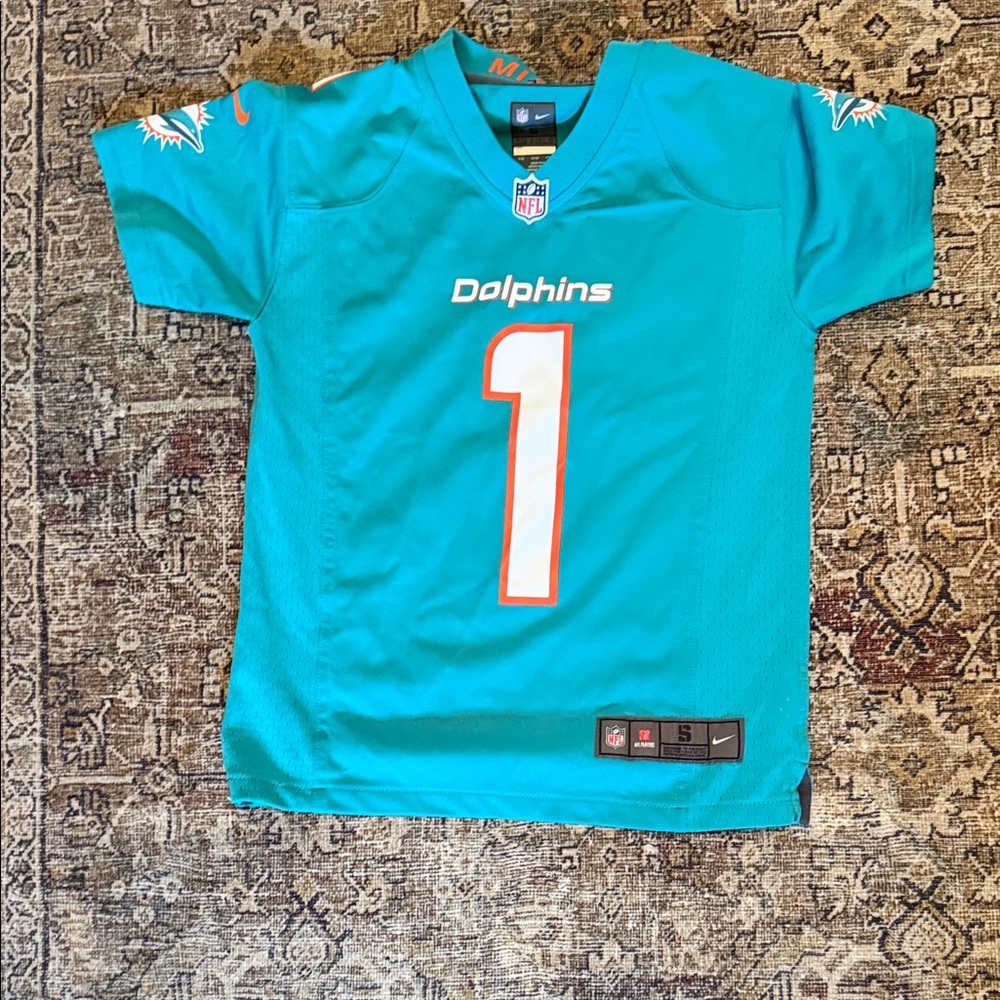 Nike Teal Miami Dolphins #1 Football Jersey with Orange Accents